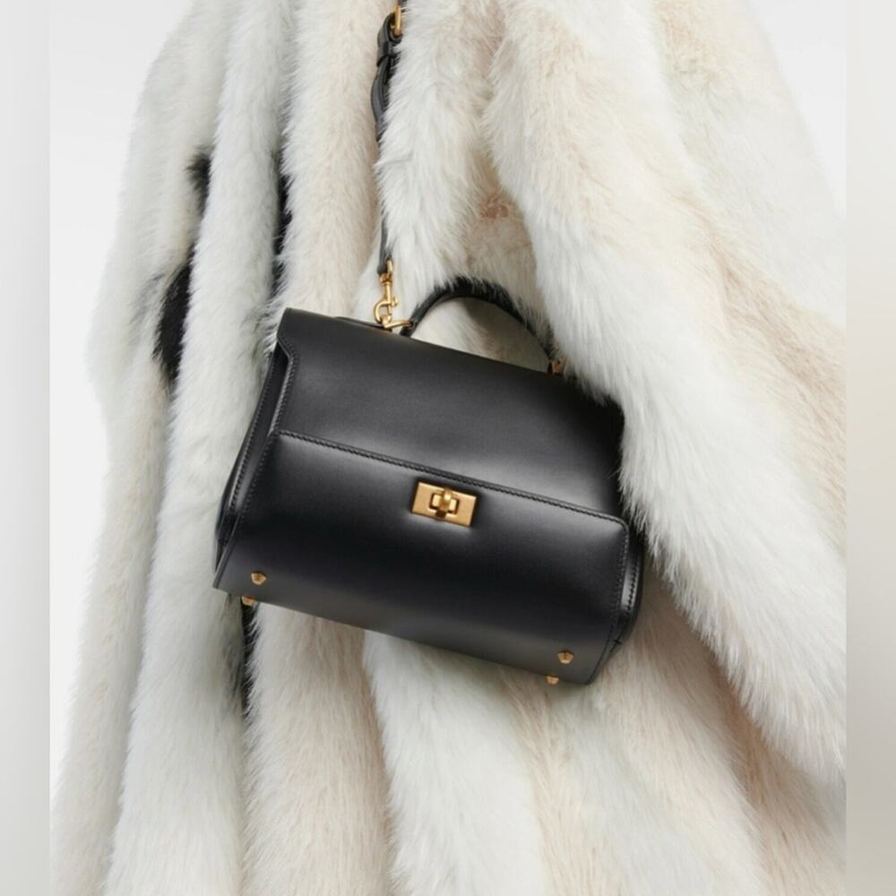 Balenciaga Small Money Bag Top Handle and Adjustable Crossbody Black Leather